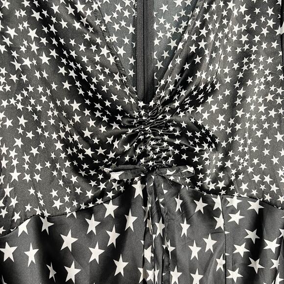 ASOS Maternity US 8 Black White Star Print Long Sleeve Maxi Dress Cinched VNeck - Picture 13 of 13